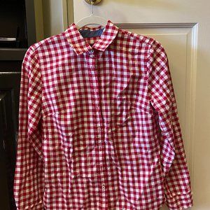 Talbots  XS   Red & White gingham blouse